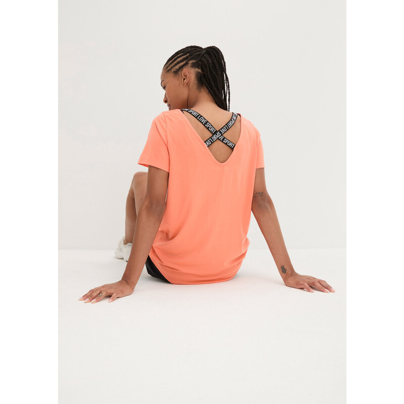 bonprix Športové tričko s výstrihom na chrbte, farba oranžová