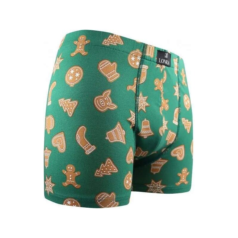 KEVIN pánske veselé boxerky Lonka - PERNÍČKY Zelená M 1 kus 50912109