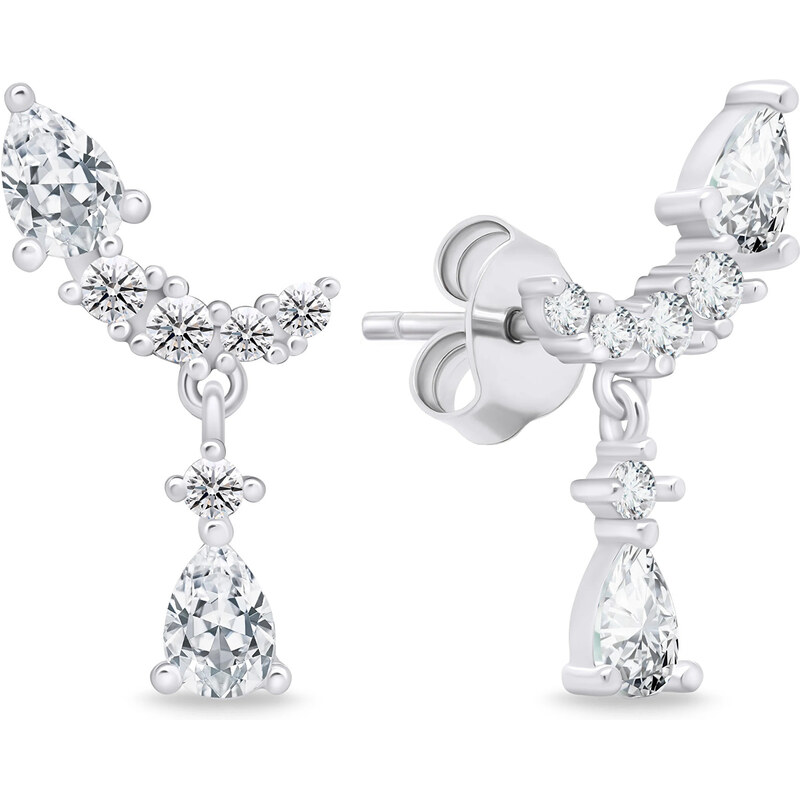 Brilio Silver Očarujúce strieborné náušnice so zirkónmi EA715W 66593001