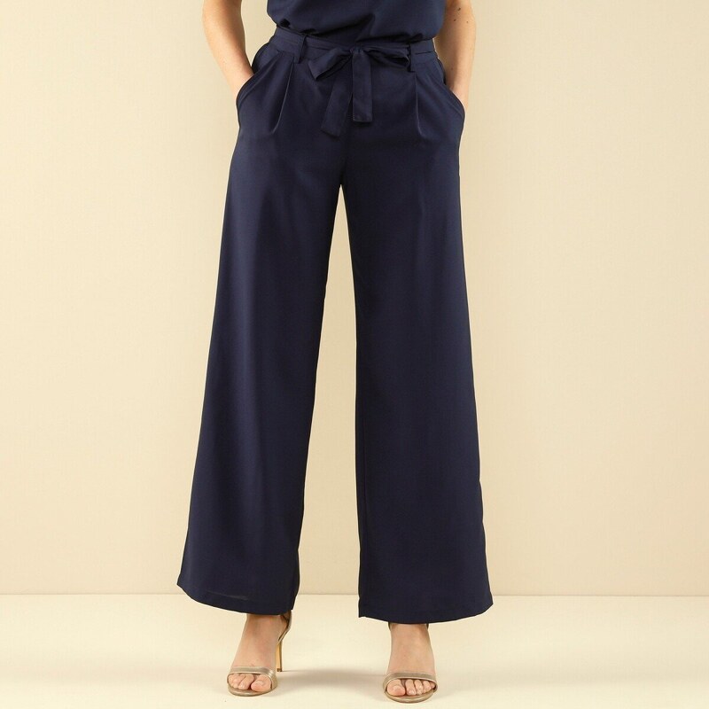 Široké splývavé jednofarebné nohavice nám. modrá 040 Blancheporte 50913652