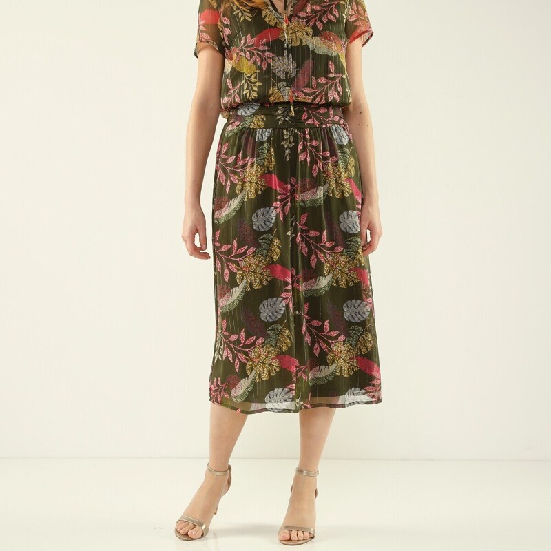 Blancheporte Midi sukňa s potlačou bronzová/ružová 036