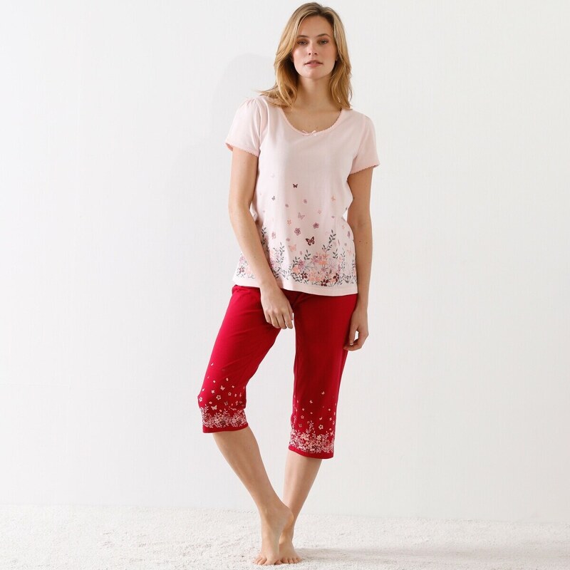 Blancheporte Pyžamové tričko s krátkymi rukávmi a potlačou ružová 036