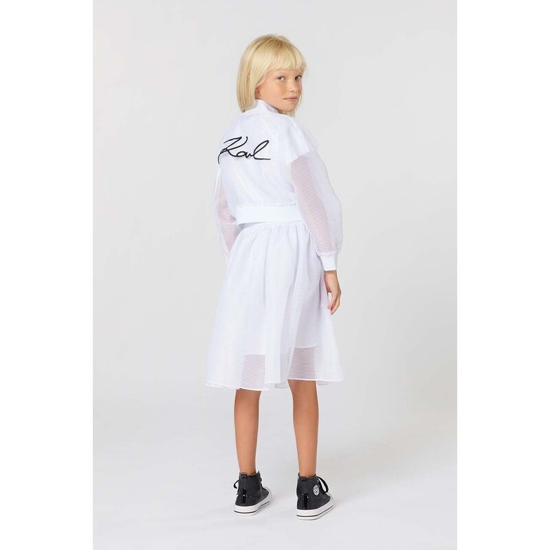 Dievčenská sukňa Karl Lagerfeld biela farba, midi, áčkový strih