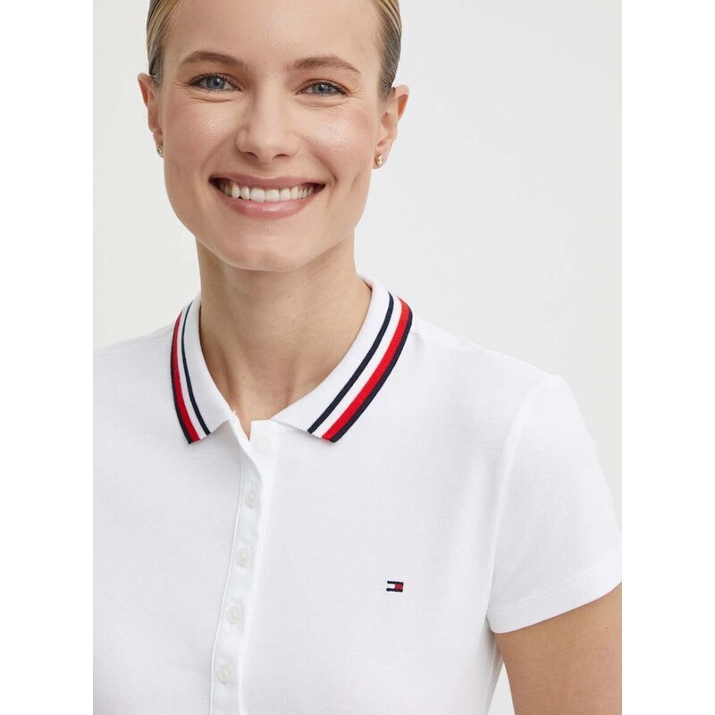 Polo tričko Tommy Hilfiger dámske, biela farba, WW0WW42749