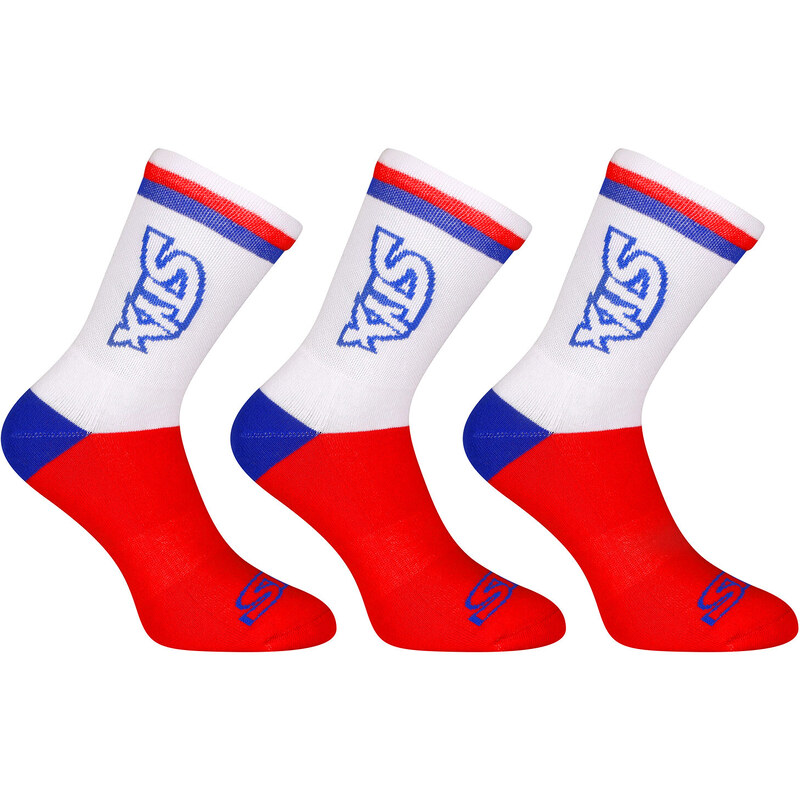 3PACK ponožky Styx vysoké červené trikolóra (3HV10444) 50920635