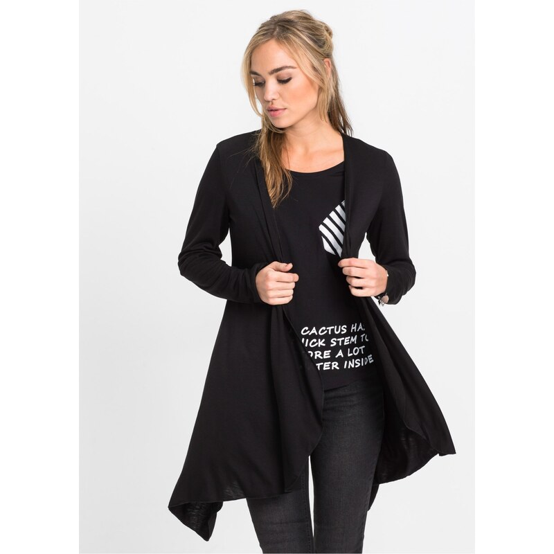 bonprix Úpletový sveter z viskózového materiálu, farba čierna 44740937