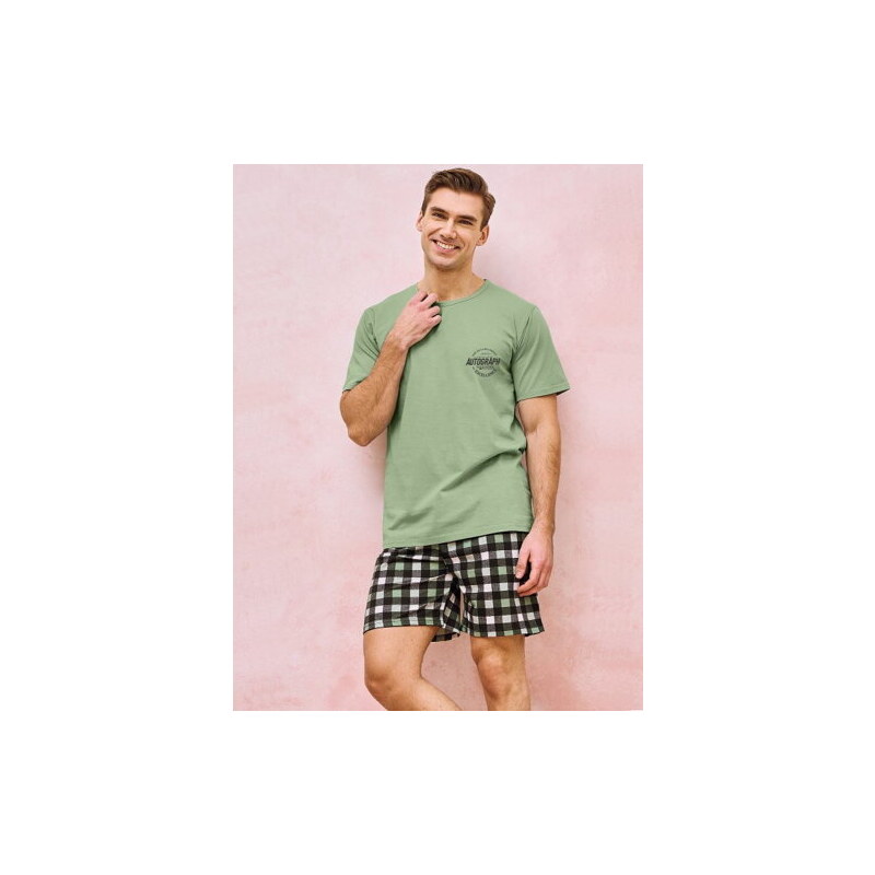 Taro Pánske bavlnené pyžamo krátke Carter 3179, Farba zelená