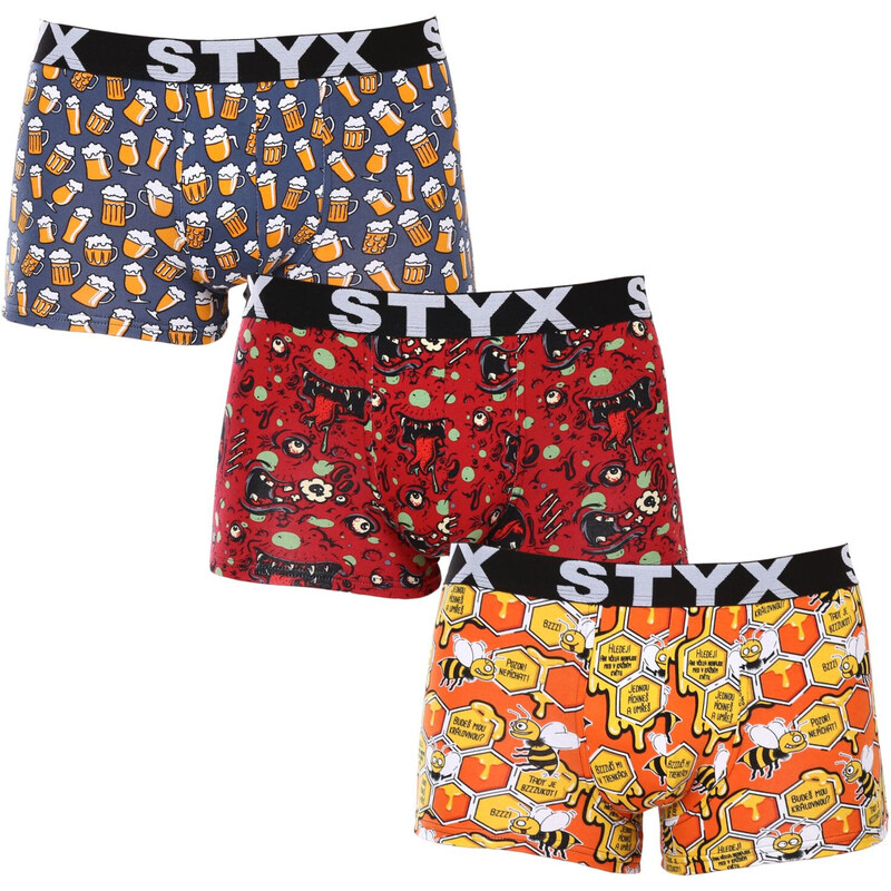 3PACK pánske boxerky Styx art športová guma viacfarebné (3G13714) 50975436