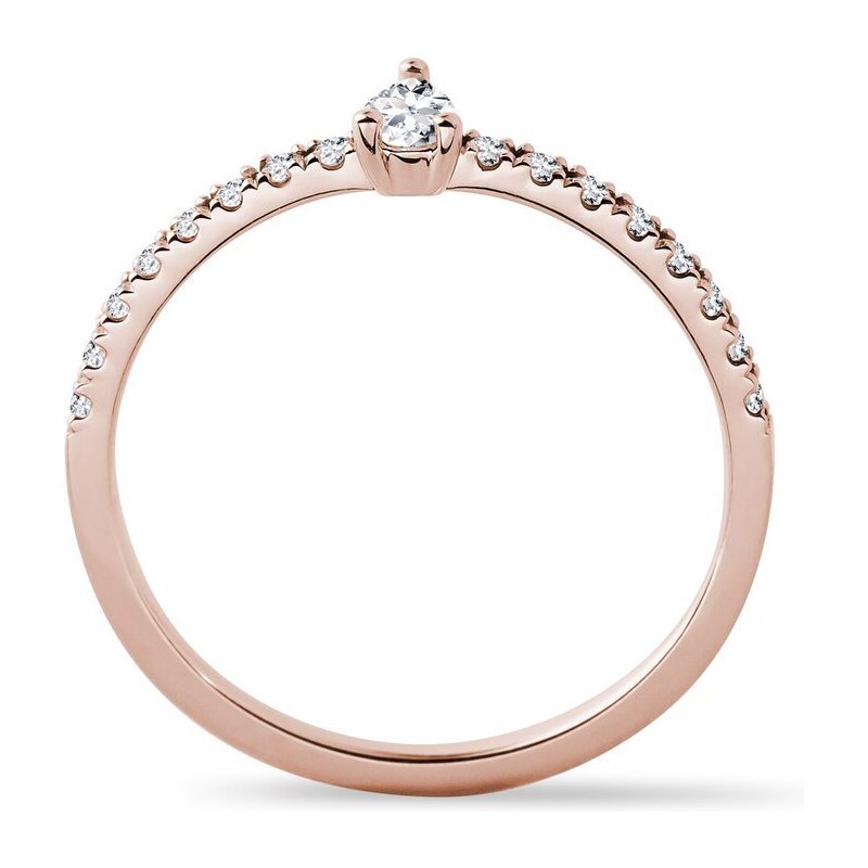 Prsteň z ružového zlata s diamantom kvapka a briliantmi KLENOTA R0967204