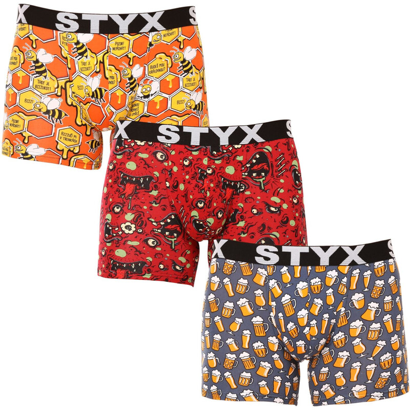 3PACK pánske boxerky Styx long art športová guma viacfarebné (3U13714) 50975434