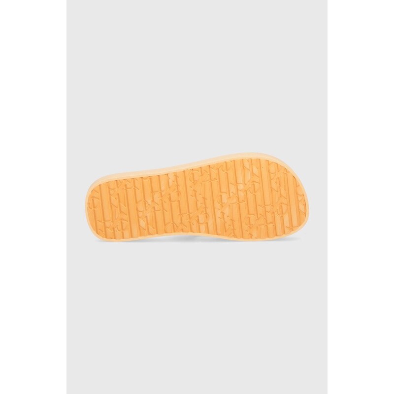 Žabky Calvin Klein Jeans FLATFORM FLIPFLOP JELLY dámske, oranžová farba, na plochom podpätku, YW0YW01398