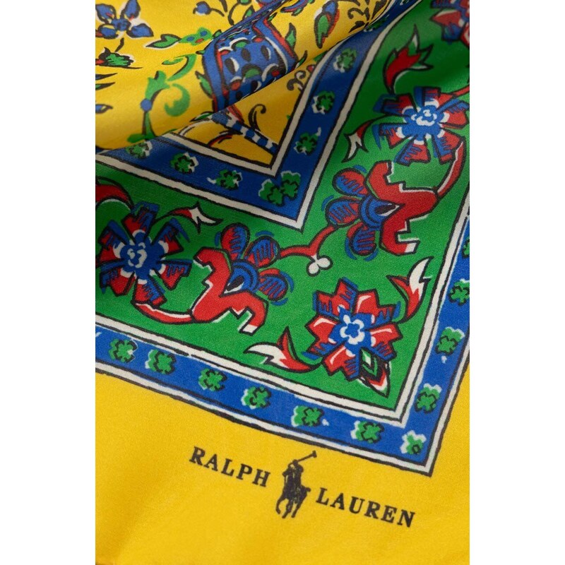 Hodvábna šatka Polo Ralph Lauren žltá farba, vzorovaná, 712926115