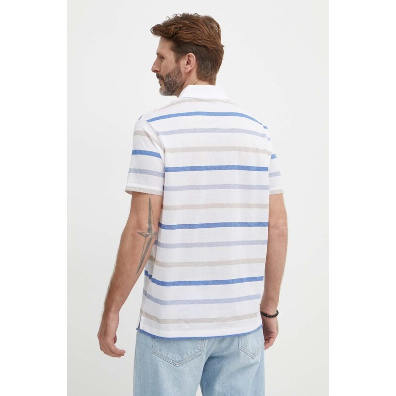 Bavlnené polo tričko Paul&Shark biela farba, vzorovaný, 24411269