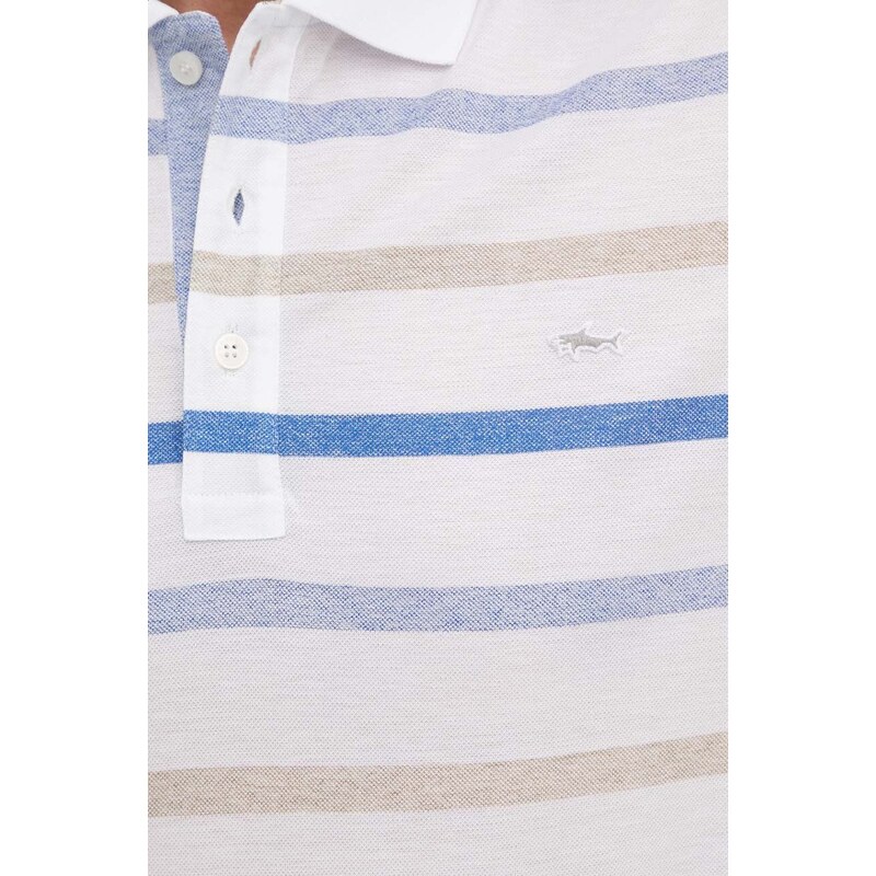 Bavlnené polo tričko Paul&Shark biela farba, vzorovaný, 24411269