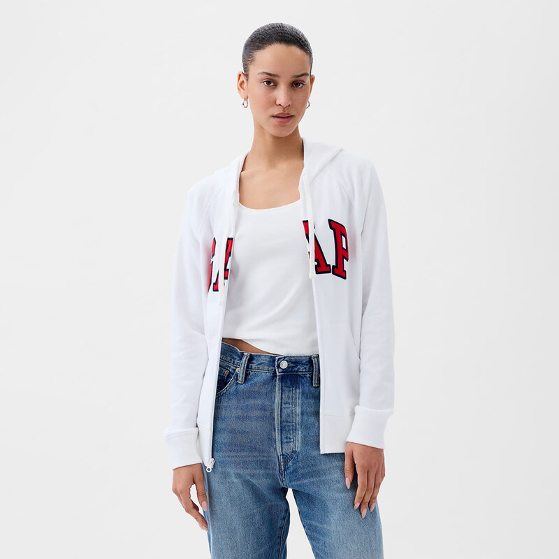 Mikina GAP Fullzip Logo Hoodie Optic White V6 XXS 51014534