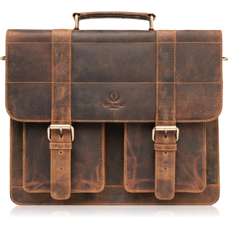 PAOLO PERUZZI Pánska kožená taška Vintage T-100-HBR | hnedá T-100-HBR 51024565