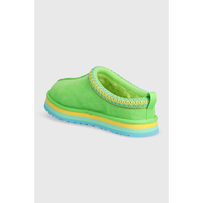 Detské semišové papuče UGG TAZZ zelená farba