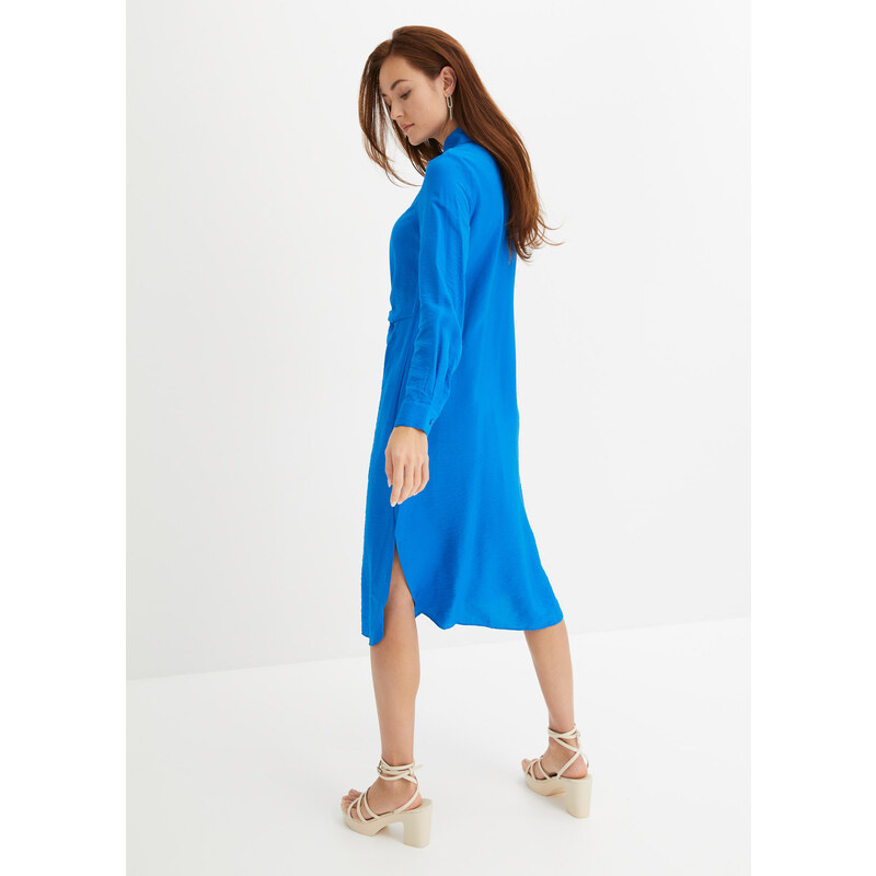bonprix Midi šaty s uzlíkovým detailom, farba modrá, rozm. 34