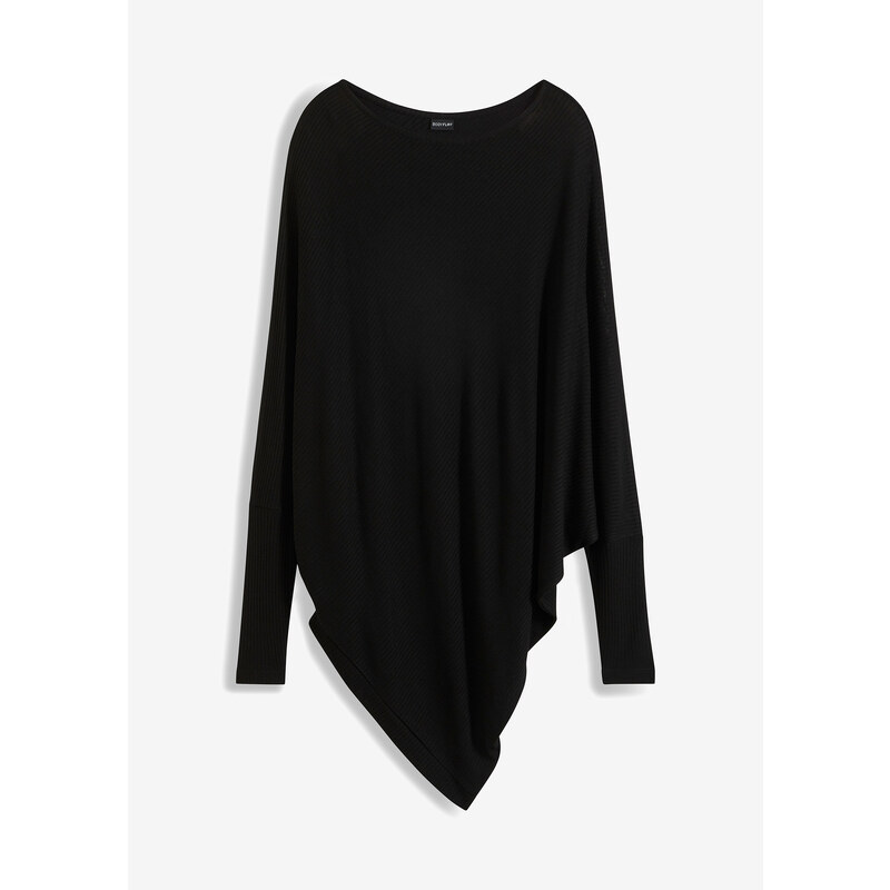 bonprix Pulóver, oversized s asymetrickým zakončením, farba čierna 44741519