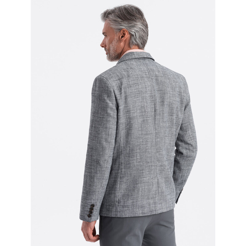 Ombre Men's REGULAR cut jacket with linen - graphite
