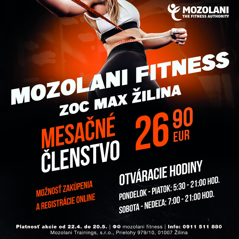 Mozolani The Fitness Authority Mesačné členstvo 26,90€ + klubová karta 1€