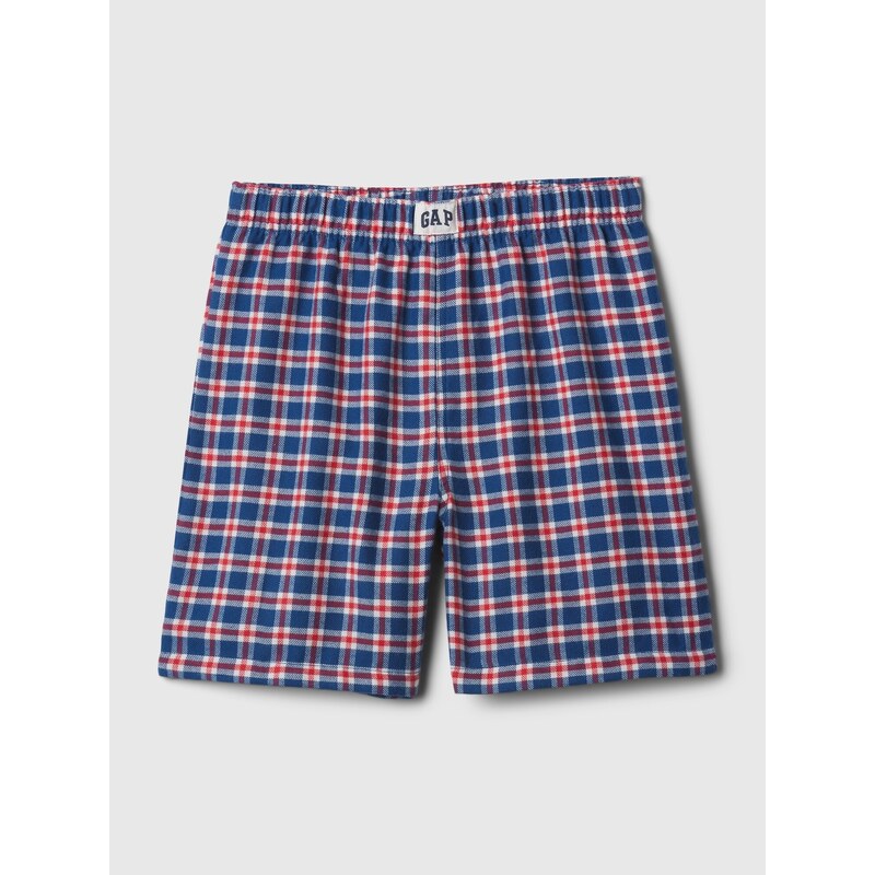 Červeno-modré chlapčenské kockované pyžamové kraťasy GAP 51256256