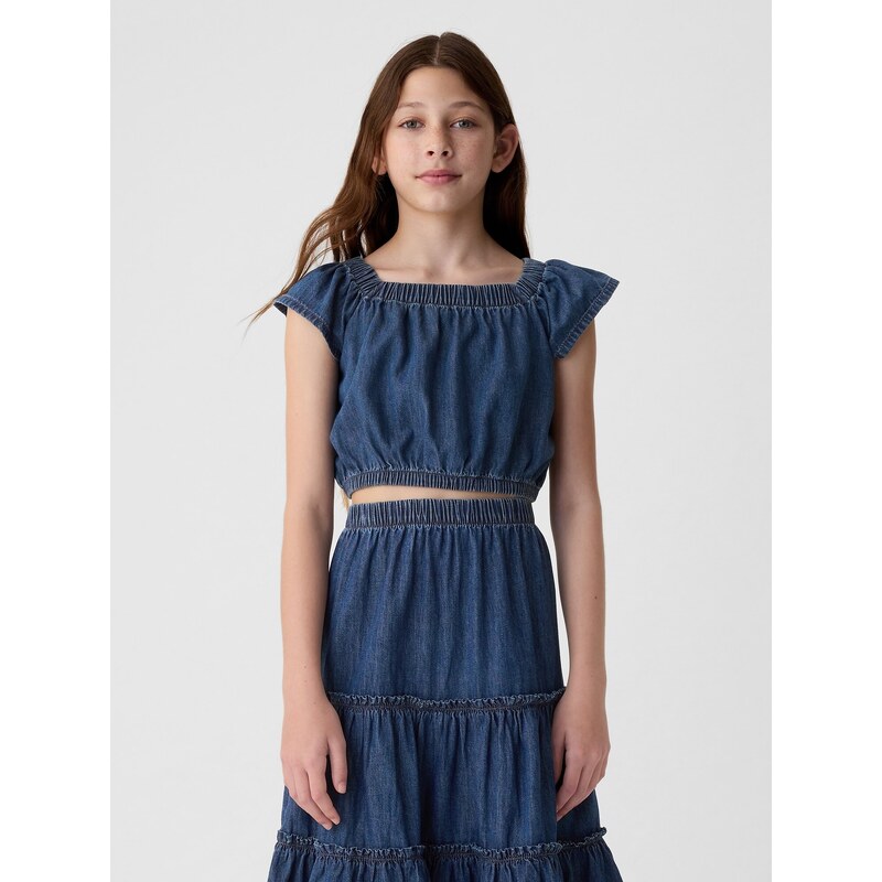 Modrý dievčenskú džínsový crop top GAP 51256255