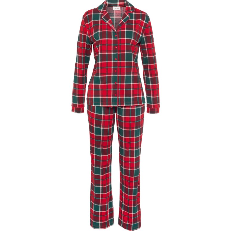LASCANA Pyžamo tmavozelená / červená 54262270