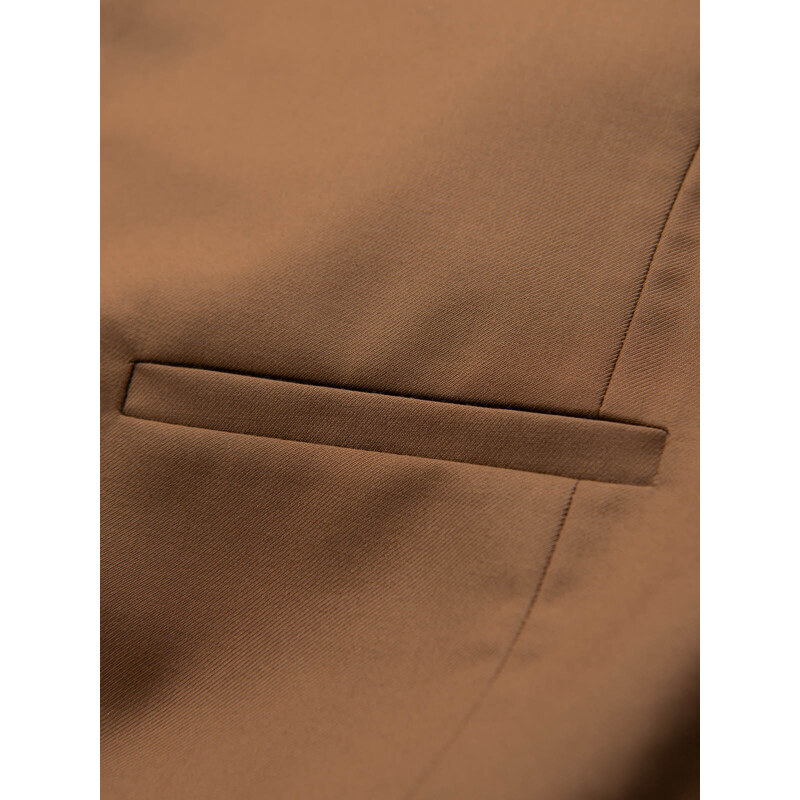 Ombre Clothing Pánska obleková vesta bez klopí - karamelová V1 OM-BLZV-0112