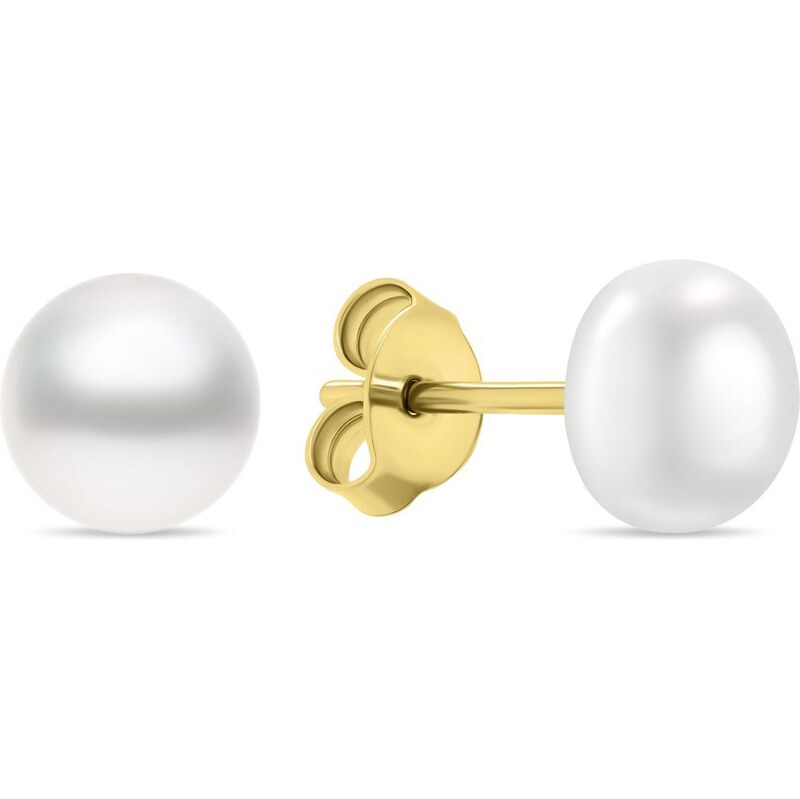 Brilio Silver Pôvabné pozlátené náušnice kôstky s pravými perlami 66578329