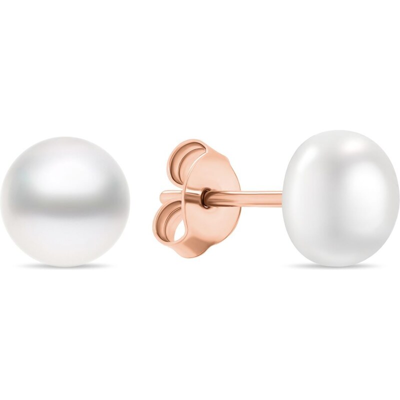 Brilio Silver Pôvabné bronzové náušnice kôstky s pravými perlami EA585 66580050