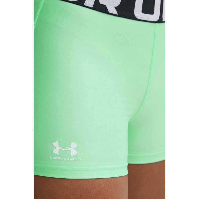 Tréningové šortky Under Armour Authentics zelená farba, s potlačou, stredne vysoký pás