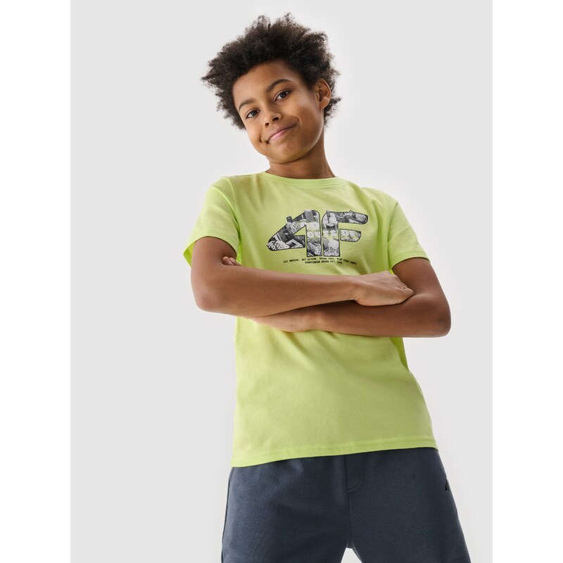 4F Chlapčenské tričko s potlačou - zelené