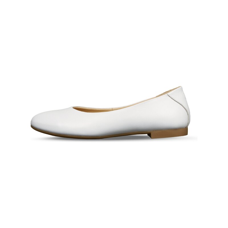 Vasky Misty White - Dámske kožené baleríny biele, ručná výroba jesenné / zimné topánky