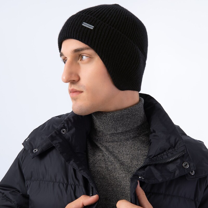 Wittchen Pánska zimná čiapka s ochranou uší, čierna 99-HF-202-1 59071099