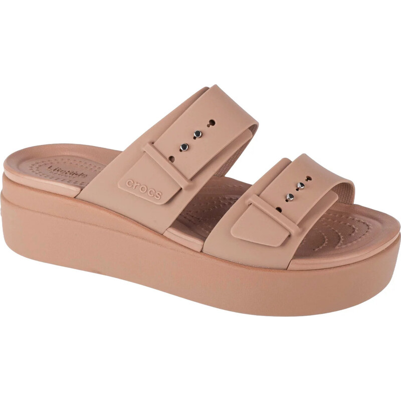 Hnedé nazuváky na platforme Crocs Brooklyn Low Wedge Sandal 207431-2Q9 52672073