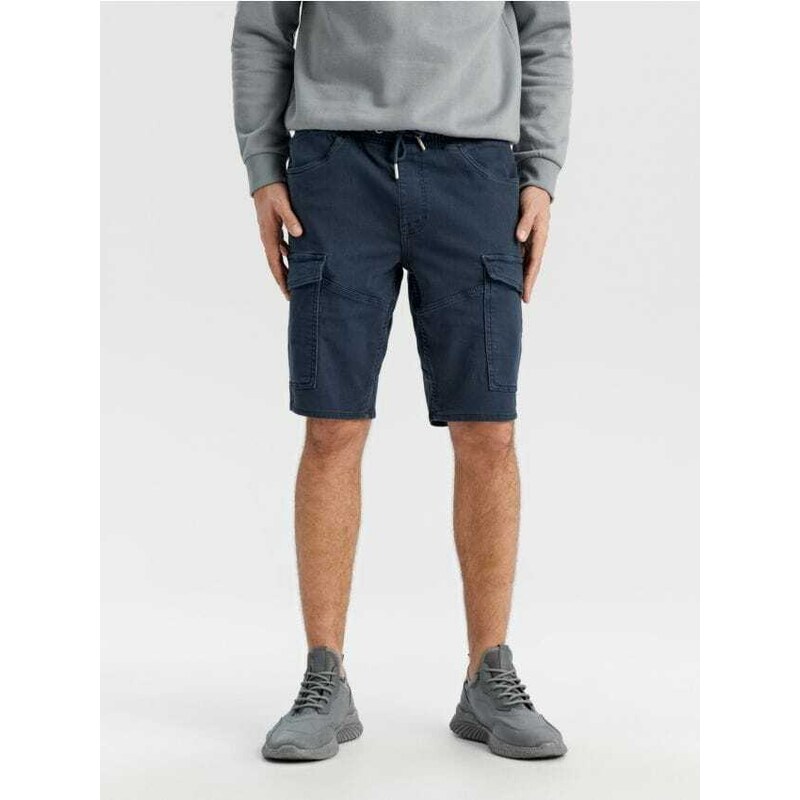 Sinsay - Rifľové jogger kraťasy - indigová 65756307