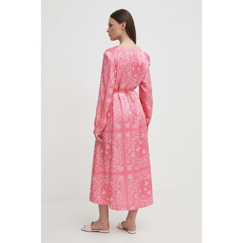 Šaty Mos Mosh ružová farba, midi, rovný strih