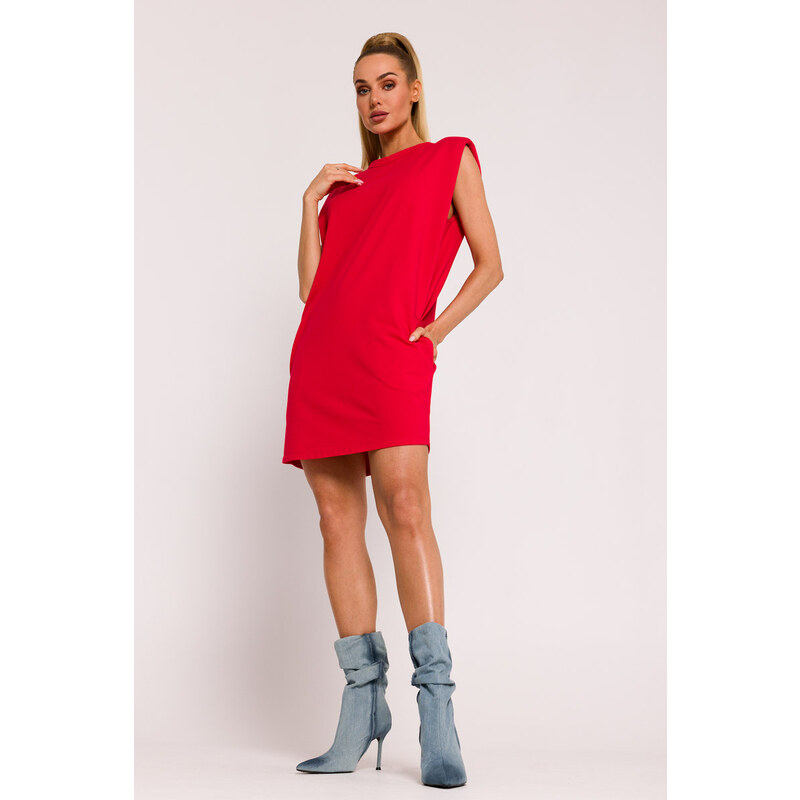 MOE Červené bavlnené šaty M789