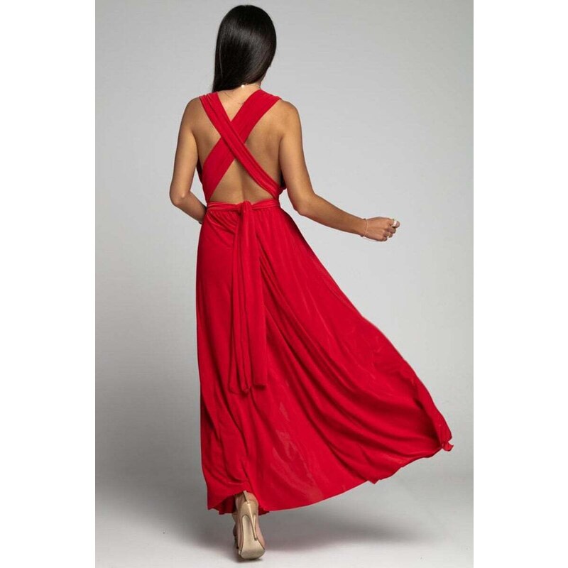 Mood of Paris Červené dlhé šaty na zaväzovanie Betty