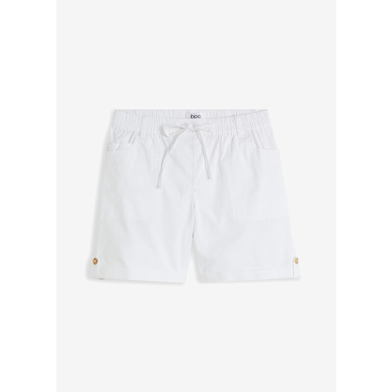 bonprix Bavlnené bermudy s pásom na gumu, farba biela 44917178