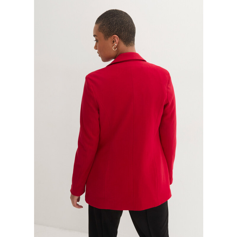 bonprix Bavlnené džersejové dlhé sako v boyfriend štýle, farba červená