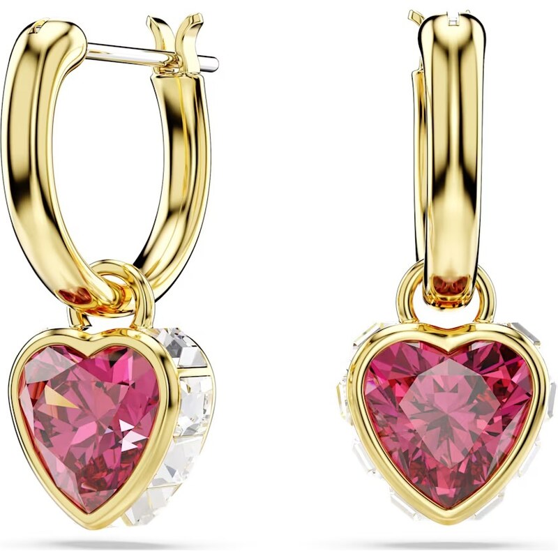 Swarovski Romantické pozlátené náušnice 2v1 Heart Chroma 5684760 66590633