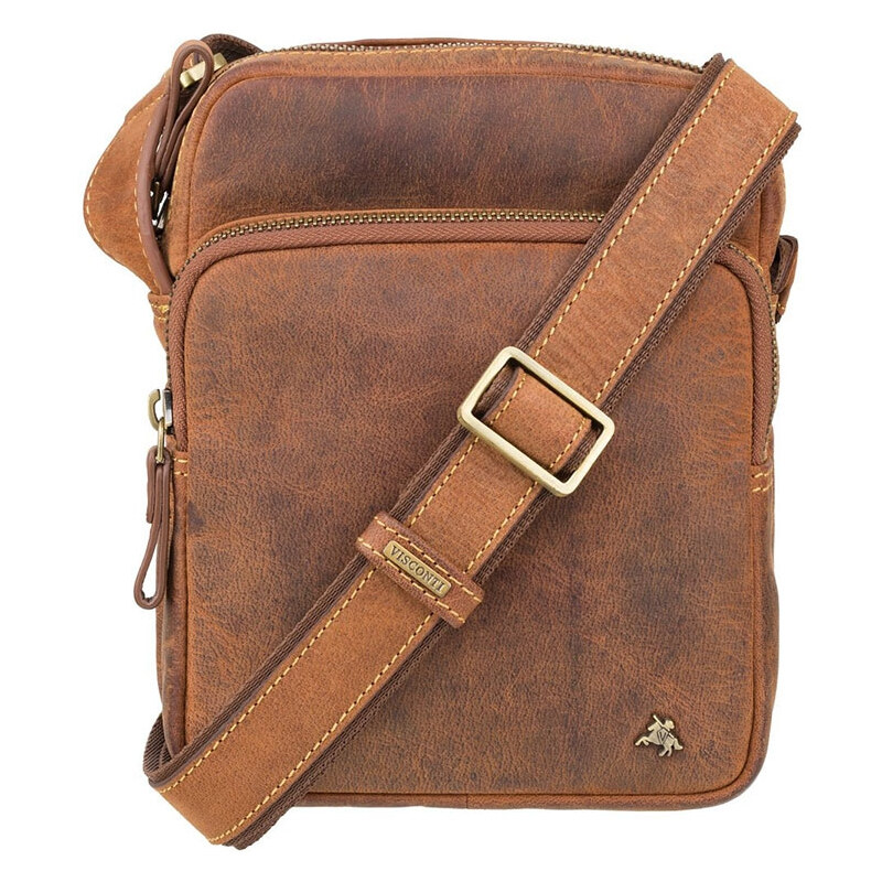 Visconti Značková pánska kožená taška cez rameno hnedá (KT166) 59774325