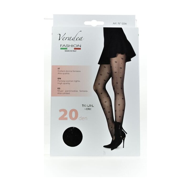 JOHN-C Dámske čierne mašličkové silónky SOFIA 20 DEN 51194906