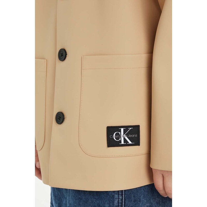 Detský kabát Calvin Klein Jeans béžová farba
