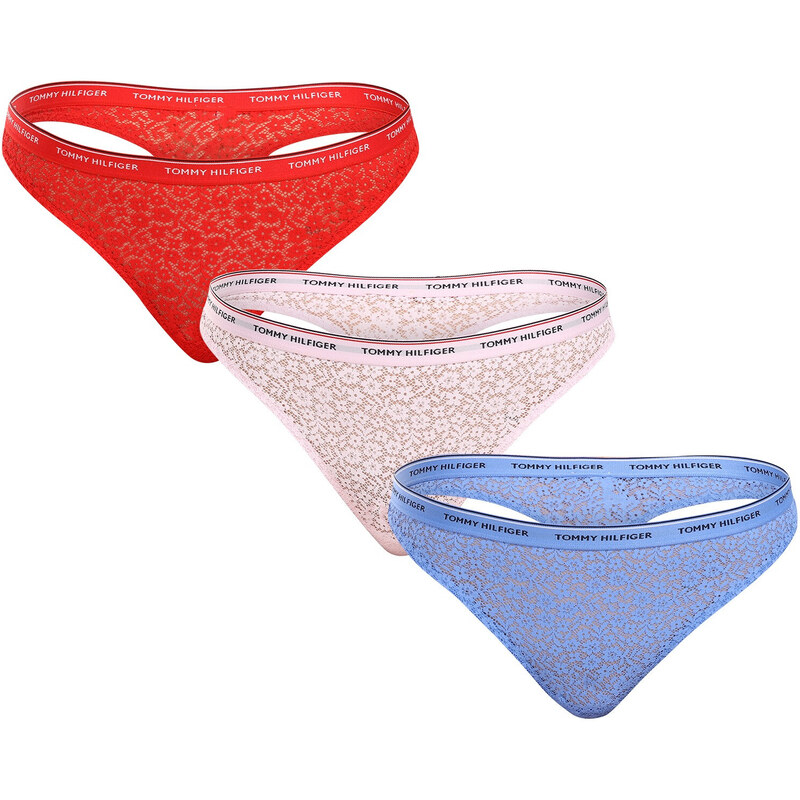 3PACK dámske tangá Tommy Hilfiger nadrozmer viacfarebná (UW0UW04896 51221684
