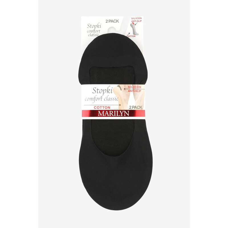 Marilyn Čierne balerínkové ponožky so silikónovým pásom Comfort Classic - dvojbalenie