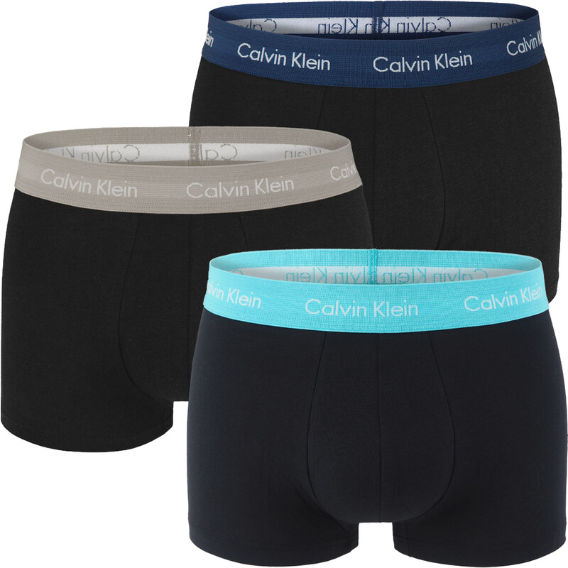Calvin Klein - boxerky 3PACK cotton stretch black with cool water & gray sand color combo waist - limitovaná edícia