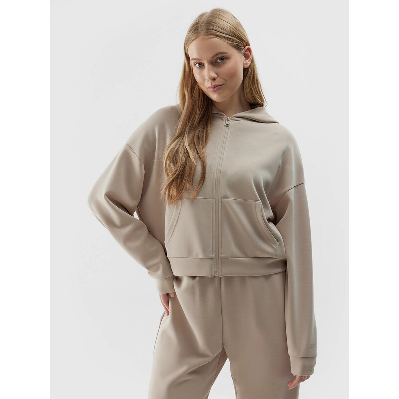 Womens 4F Hooded Sweatshirt with Zipper - Brown 51207322